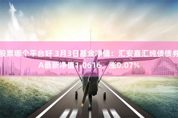 股票哪个平台好 3月3日基金净值：汇安嘉汇纯债债券A最新净值1.0616，涨0.07%