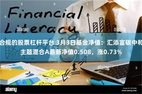 合规的股票杠杆平台 3月3日基金净值：汇添富碳中和主题混合A最新净值0.508，涨0.73%