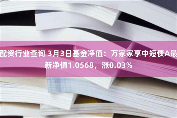 配资行业查询 3月3日基金净值：万家家享中短债A最新净值1.0568，涨0.03%