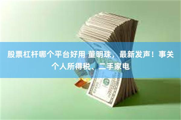 股票杠杆哪个平台好用 董明珠，最新发声！事关个人所得税、二手家电