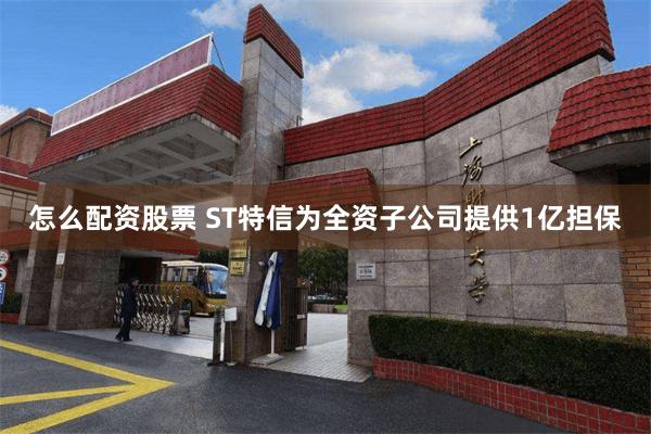 怎么配资股票 ST特信为全资子公司提供1亿担保
