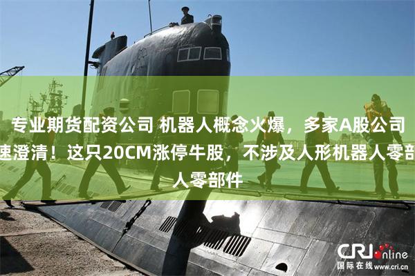 专业期货配资公司 机器人概念火爆，多家A股公司火速澄清！这只20CM涨停牛股，不涉及人形机器人零部件