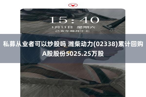 私募从业者可以炒股吗 潍柴动力(02338)累计回购A股股份5025.25万股