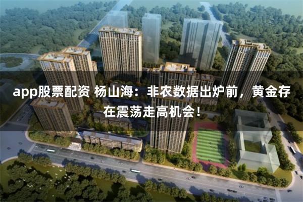 app股票配资 杨山海：非农数据出炉前，黄金存在震荡走高机会！