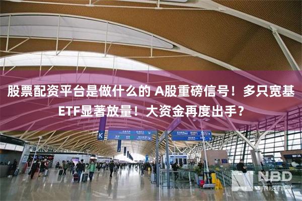 股票配资平台是做什么的 A股重磅信号！多只宽基ETF显著放量！大资金再度出手？