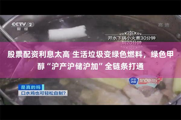 股票配资利息太高 生活垃圾变绿色燃料，绿色甲醇“沪产沪储沪加”全链条打通