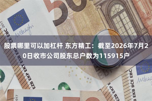 股票哪里可以加杠杆 东方精工：截至2026年7月20日收市公司股东总户数为115915户