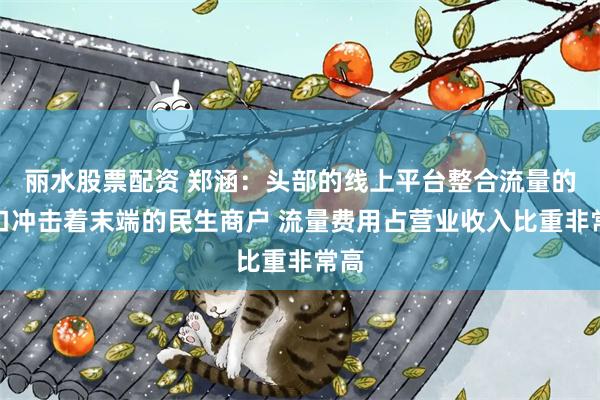 丽水股票配资 郑涵：头部的线上平台整合流量的入口冲击着末端的民生商户 流量费用占营业收入比重非常高