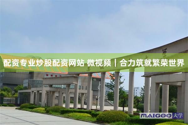 配资专业炒股配资网站 微视频｜合力筑就繁荣世界